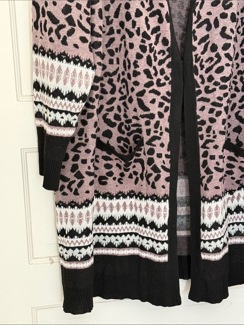 BloomChic Purple Leopard Print Pocket Cardigan Sweater Women's size 28 5X - Picture 4 of 9